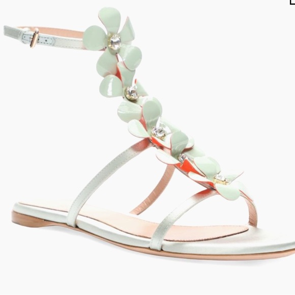 Giambattista  Valli (Brand New) Bouquet Embellished Silk T-Strap Sandals, 37 (7) - Picture 3 of 8